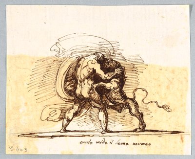 Hercules and the Nemean Lion by Felice Giani