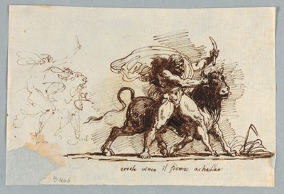 Hercules Renders Horn from Bull Achelous by Felice Giani