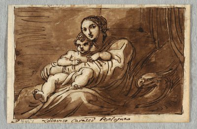 Madonna and Child, Study after Lodovico Carracci by Felice Giani