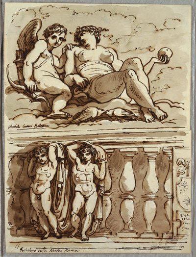 Venus and Cupid, Study after Annibale Carracci by Felice Giani