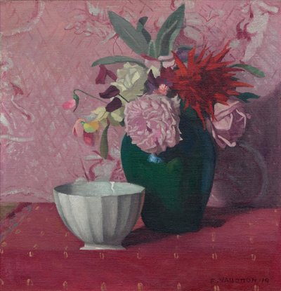 Green vase and white bowl by Felix Edouard Vallotton
