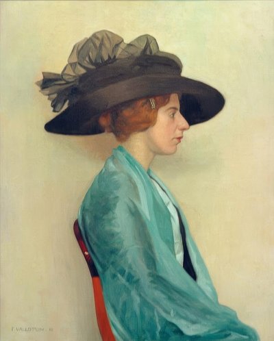 Young Woman with Black Hat by Felix Edouard Vallotton
