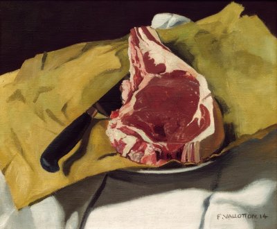 A Ribeye Steak on Yellow Paper by Felix Edouard Vallotton