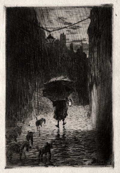 Rain and Umbrella by Felix Hilaire Buhot