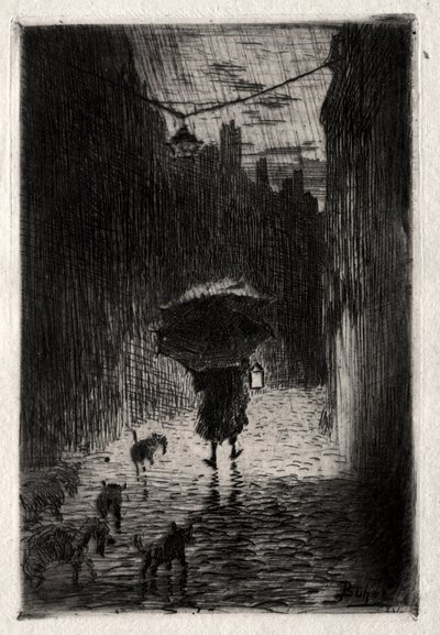 Rain and Umbrella by Felix Hilaire Buhot