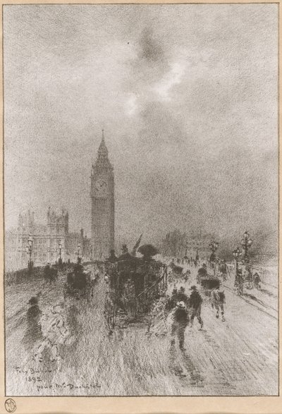 The Victoria Clock Tower, London by Felix Hilaire Buhot