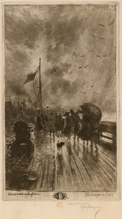 A Landing in England by Felix Hilaire Buhot