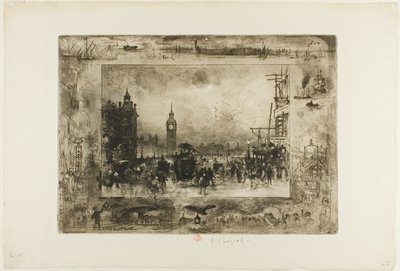 Westminster Clock Tower by Felix Hilaire Buhot