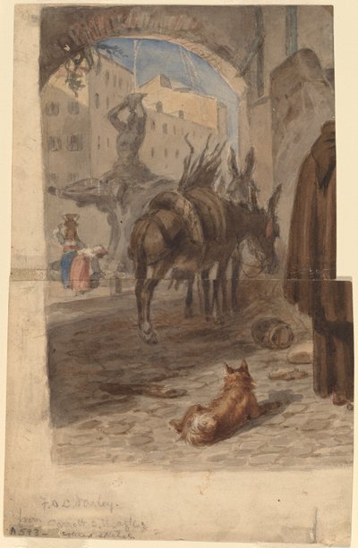 Bernini Fountain, Rome [recto] by Felix Octavius Carr Darley