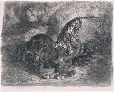 Wild Horse Felled by a Tiger by Ferdinand Victor Eugene Delacroix