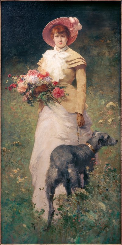 Woman with Dog by Ferdinand Heilbuth