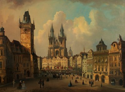 The Old Town Square in Prague by Ferdinand Lepie