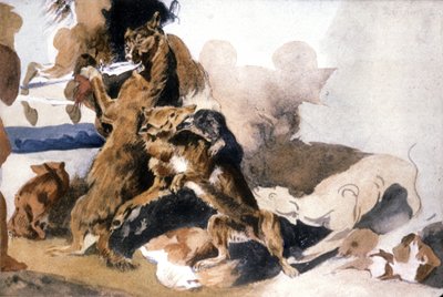 Wolves by Ferdinand Victor Eugene (after) Delacroix