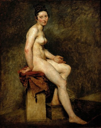 Mademoiselle Rose Seated Nude by Ferdinand Victor Eugene Delacroix