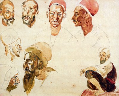 Sketches of Heads by Ferdinand Victor Eugene Delacroix