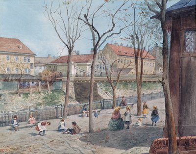 The Chain Bridge over the Vienna River by Ferdinand Weckbrodt