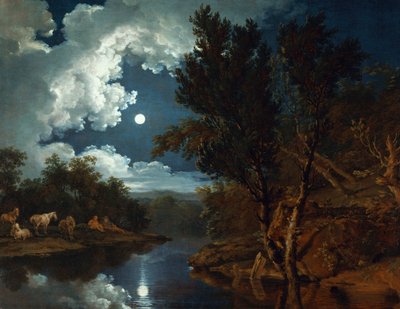 River Landscape in Moonlight by Ferdinand von Kobell
