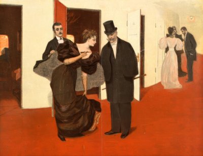 In Front of the Lodge Door / after Reznicek by Ferdinand von Reznicek
