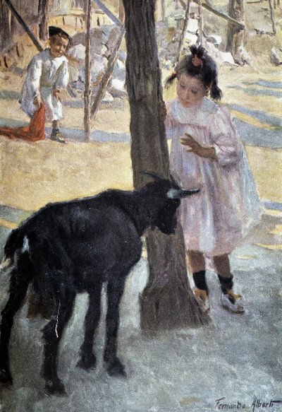 Girl and goat by Fernando Alberto