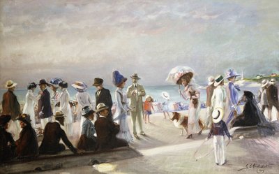 Beach Scene by Firmin Marcelin Michelet