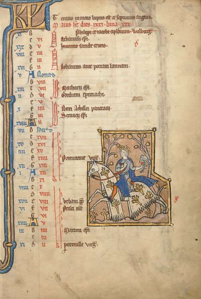 MS 14 f.5, May: Hawking, c.1250 by Flemish School