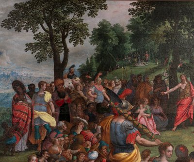 Preaching of John in the desert by Flemish School