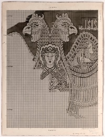 Schematic Drawing of Buyid Silk by Félix Guichert