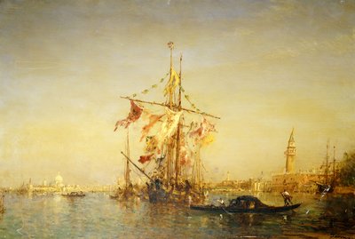 The Bacino Venice with Shipping by Félix Ziem