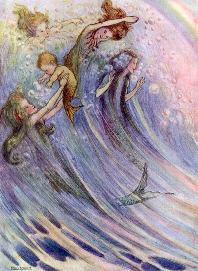 Mermaids playing by Flora White