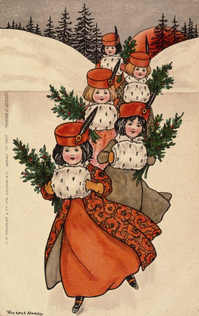 Five Little Girls with Muffs by Florence Hardy