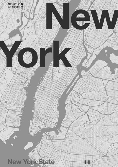 New York Minimal Map by Florent Bodart