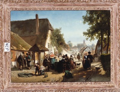 Lunch at the Inn, 1886 by Florent Nicolas Crabeels