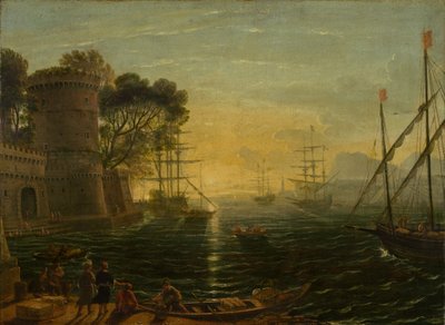 Harbor at Sunset by Follower of Claude Lorrain