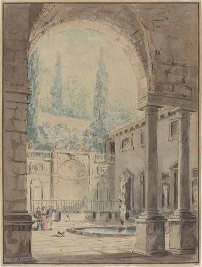 Courtyard of the Villa Pliniana by Follower of Hubert Robert