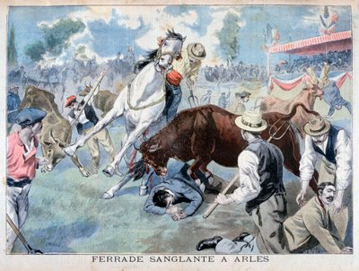 Bullfight Incident, Arles, France, 1898 by Fortuné Méaulle
