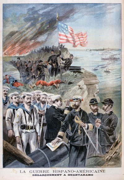 Disembarking troops at Guantanamo, Cuba, 1898 by Fortuné Méaulle