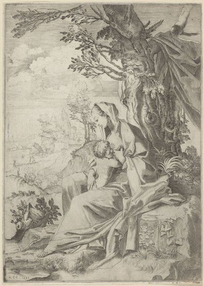 Mary Nursing the Christ Child in a Landscape by Francesco Brizio