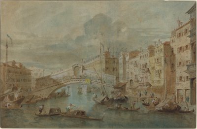 View of the Rialto Bridge, Venice by Francesco Guardi