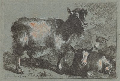 Goat and Two Kids by Francesco Londonio
