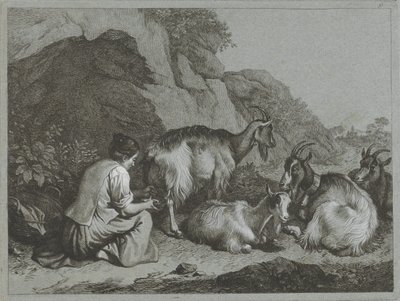 Shepherdess with Herd of Goats (Shepherd Scenes series) by Francesco Londonio