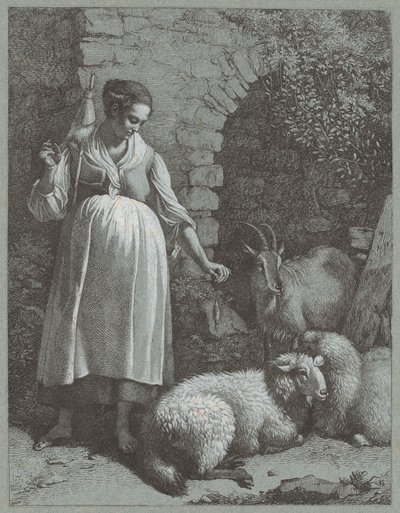 Woman Spinning Yarn by an Arch by Francesco Londonio