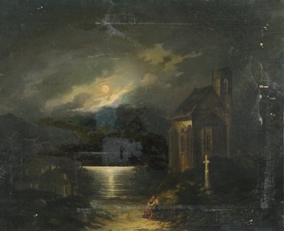 Moonlit Landscape with Lake by Francesco Milani