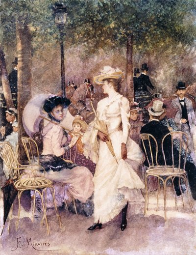 Figures in a Park by Francesco Miralles Galaup