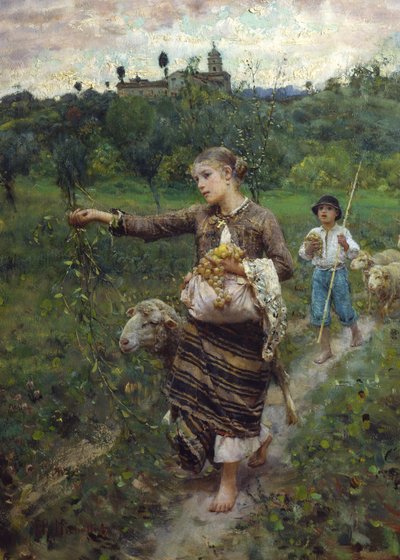 The Shepherdess by Francesco Paolo Michetti