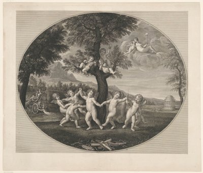 Putti Dancing Around a Tree by Francesco Rosaspina
