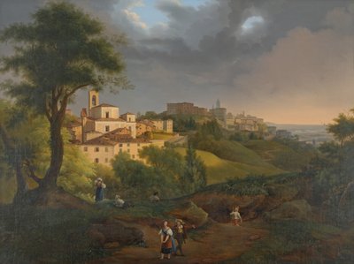 View of the Borgo, Canal in Bergamo by Francesco Trecourt