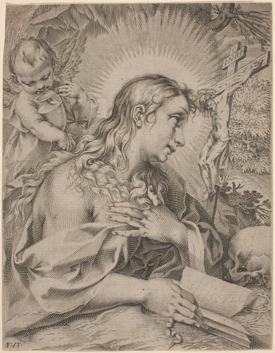 The Penitent Magdalene by Francesco Villamena after Francesco Vanni