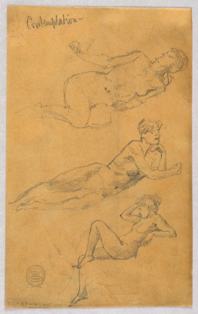 Three Sketches of Female Nudes by Francis Augustus Lathrop