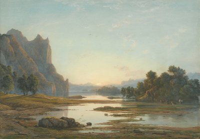 Sunset over a River Landscape by Francis Danby