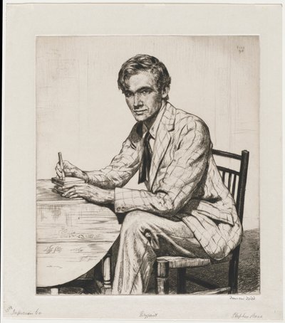 Stephen Bone Cutting a Wood Block by Francis Dodd